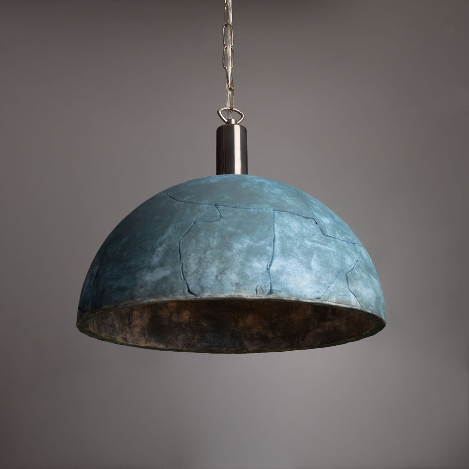 Kauri Ceiling Lamp Ceramic Blue Earth 37cm Mullan Lighting